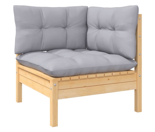 Juego de muebles de jardín 12 pzas y cojines madera maciza pino