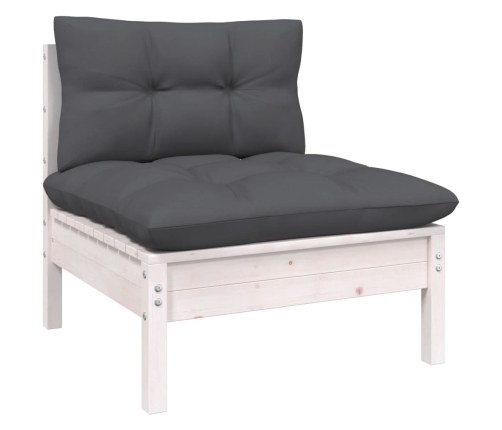 Muebles de jardín 12 pzas con cojines blanco madera maciza pino