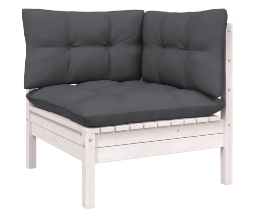 Muebles de jardín 12 pzas con cojines blanco madera maciza pino