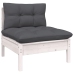 Muebles de jardín 13 pzas y cojines blanco madera maciza pino
