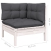 Muebles de jardín 13 pzas y cojines blanco madera maciza pino