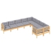 Juego de muebles de jardín 9 pzas y cojines madera de pino