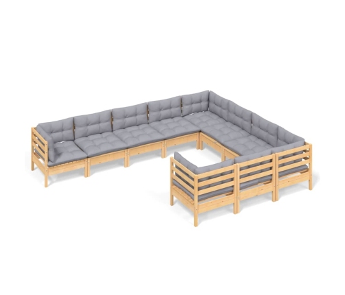 Juego de muebles de jardín 10 pzas y cojines madera de pino
