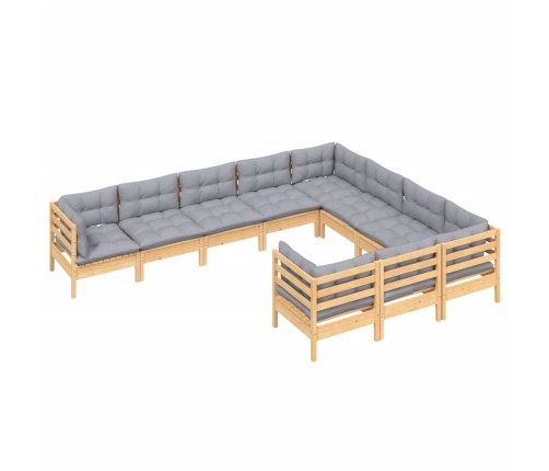 Juego de muebles de jardín 10 pzas y cojines madera de pino
