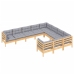 Juego de muebles de jardín 10 pzas y cojines madera de pino