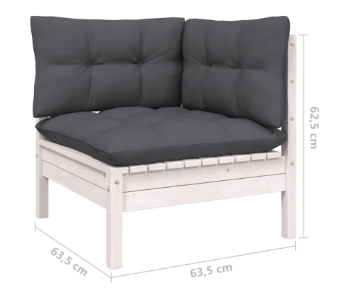 Muebles de jardín 10 pzas y cojines blanco madera de pino