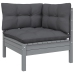 Muebles de jardín 11 pzas y cojines gris madera de pino