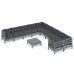 Muebles de jardín 11 pzas y cojines gris madera de pino