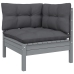 Muebles de jardín 11 pzas y cojines gris madera de pino