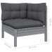 Muebles de jardín 11 pzas y cojines gris madera de pino