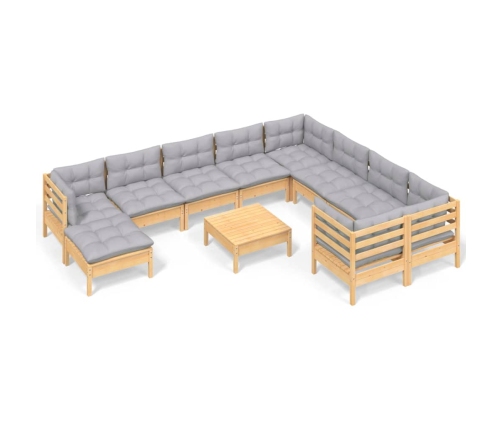 Juego de muebles de jardín 11 pzas y cojines madera de pino