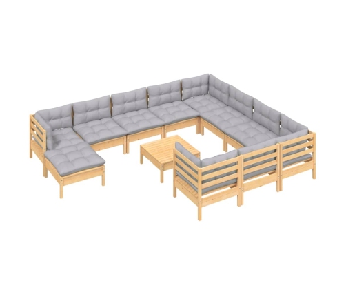 Juego de muebles de jardín 12 pzas y cojines madera de pino