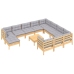 Juego de muebles de jardín 12 pzas y cojines madera de pino