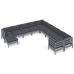 Muebles de jardín 11 pzas y cojines gris madera de pino