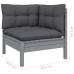 Muebles de jardín 11 pzas y cojines gris madera de pino