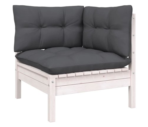 Muebles de jardín 12 pzas con cojines blanco madera de pino