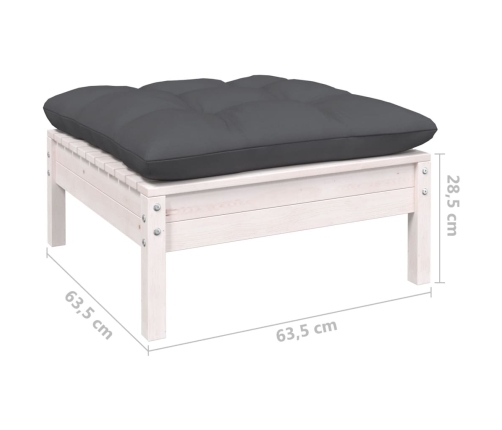 Muebles de jardín 12 pzas con cojines blanco madera de pino