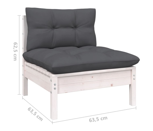 Muebles de jardín 12 pzas con cojines blanco madera de pino