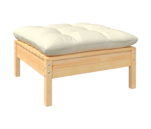 Muebles de jardín 8 piezas cojines madera de pino color crema