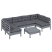 Muebles de jardín 7 pzas y cojines gris madera maciza de pino