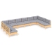 Juego de muebles de jardín 10 pzas y cojines madera maciza pino