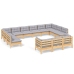 Juego de muebles de jardín 13 pzas y cojines madera pino gris
