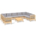 Juego de muebles de jardín 10 pzas y cojines madera de pino