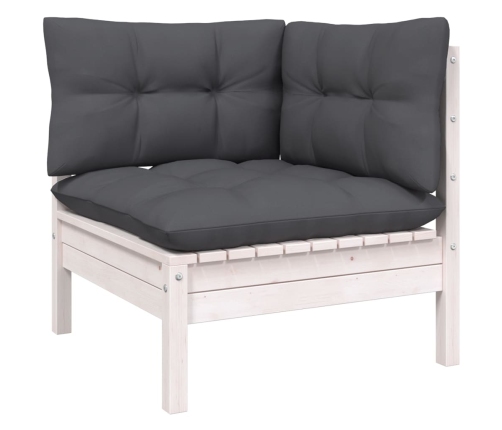 Muebles de jardín 10 pzas con cojines blanco madera de pino