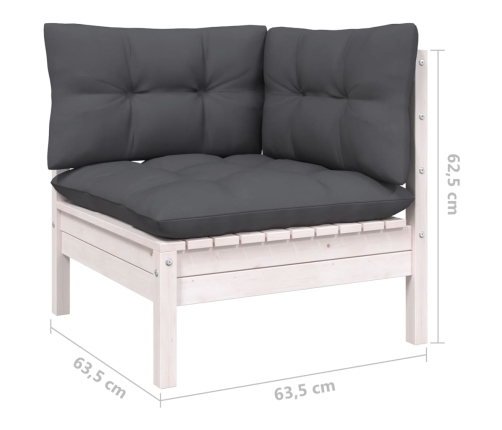 Muebles de jardín 10 pzas con cojines blanco madera de pino