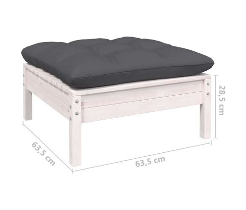 Muebles de jardín 10 pzas con cojines blanco madera de pino