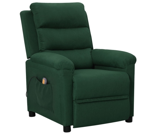 Sillón de masaje de tela verde oscuro