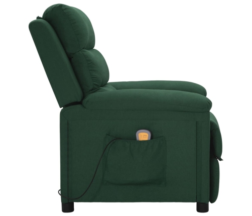 Sillón de masaje de tela verde oscuro