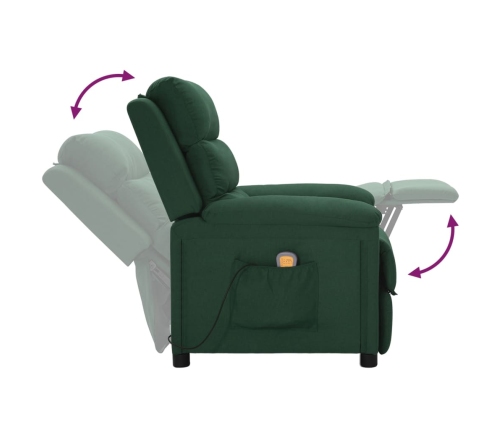 Sillón de masaje de tela verde oscuro