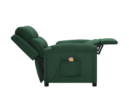 Sillón de masaje de tela verde oscuro