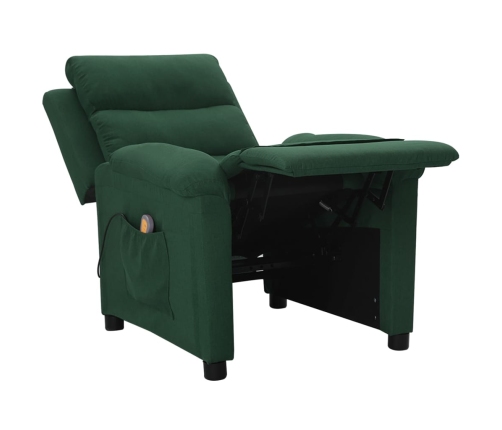 Sillón de masaje de tela verde oscuro