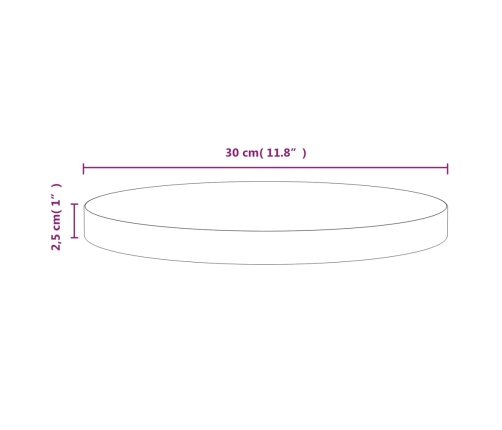 Superficie de mesa madera maciza de pino Ø30x2,5 cm