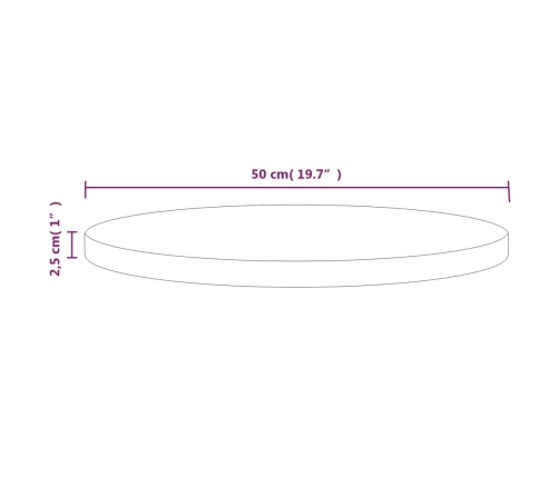 Superficie de mesa madera maciza de pino Ø50x2,5 cm