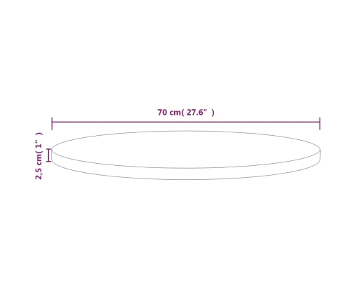 Superficie de mesa madera maciza de pino Ø70x2,5 cm