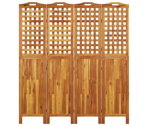 Biombo de 4 paneles de madera maciza de acacia 162x2x180 cm