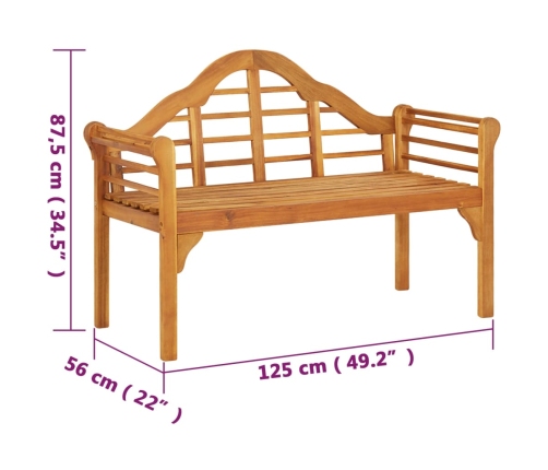 Banco de jardín madera maciza de acacia 125 cm