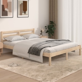 Estructura de cama sin colchón madera maciza pino 140x190 cm