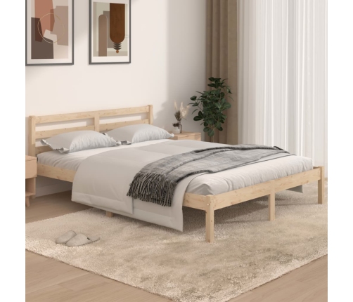 Estructura de cama sin colchón madera maciza pino 140x190 cm