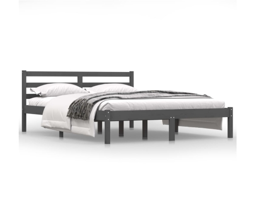 Estructura de cama sin colchón madera pino gris 140x190 cm