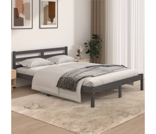 Estructura de cama sin colchón madera pino gris 140x190 cm