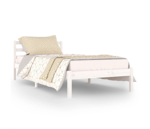 Estructura de cama de madera maciza de pino 90x200 cm blanco