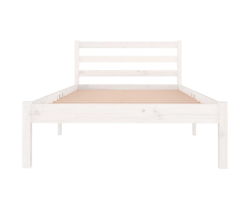 Estructura de cama de madera maciza de pino 90x200 cm blanco