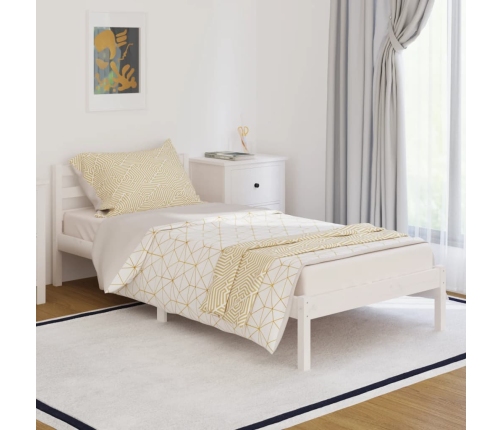 Estructura de cama de madera maciza de pino 90x200 cm blanco