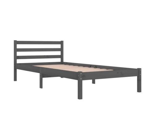 Estructura de cama de madera maciza de pino 90x200 cm gris