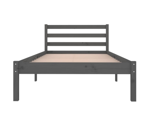 Estructura de cama de madera maciza de pino 90x200 cm gris