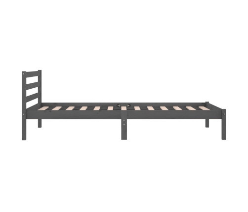 Estructura de cama de madera maciza de pino 90x200 cm gris